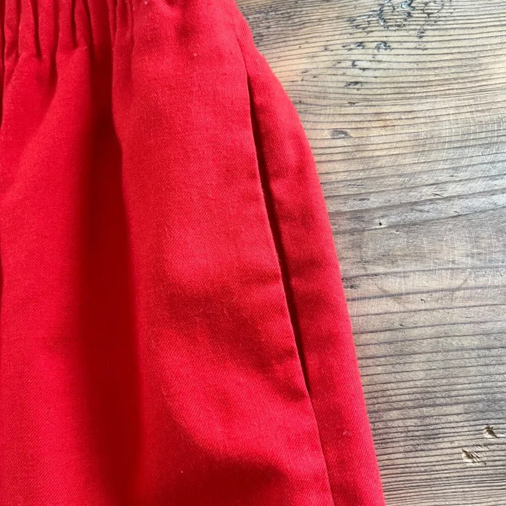 J. Crew Wool Blend Mini Skirt Womens 4 Red Elastic Waist Pockets Preppy